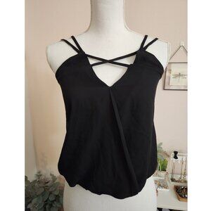 Strappy Black Chiffon Bubble Cami Top